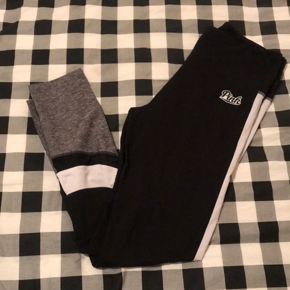 PINK black leggings with mesh cut out